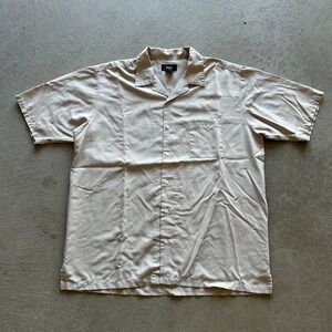 Vintage Mossimo Button Up Shirt Size Large Tan Rayon Blank Surfer Skater